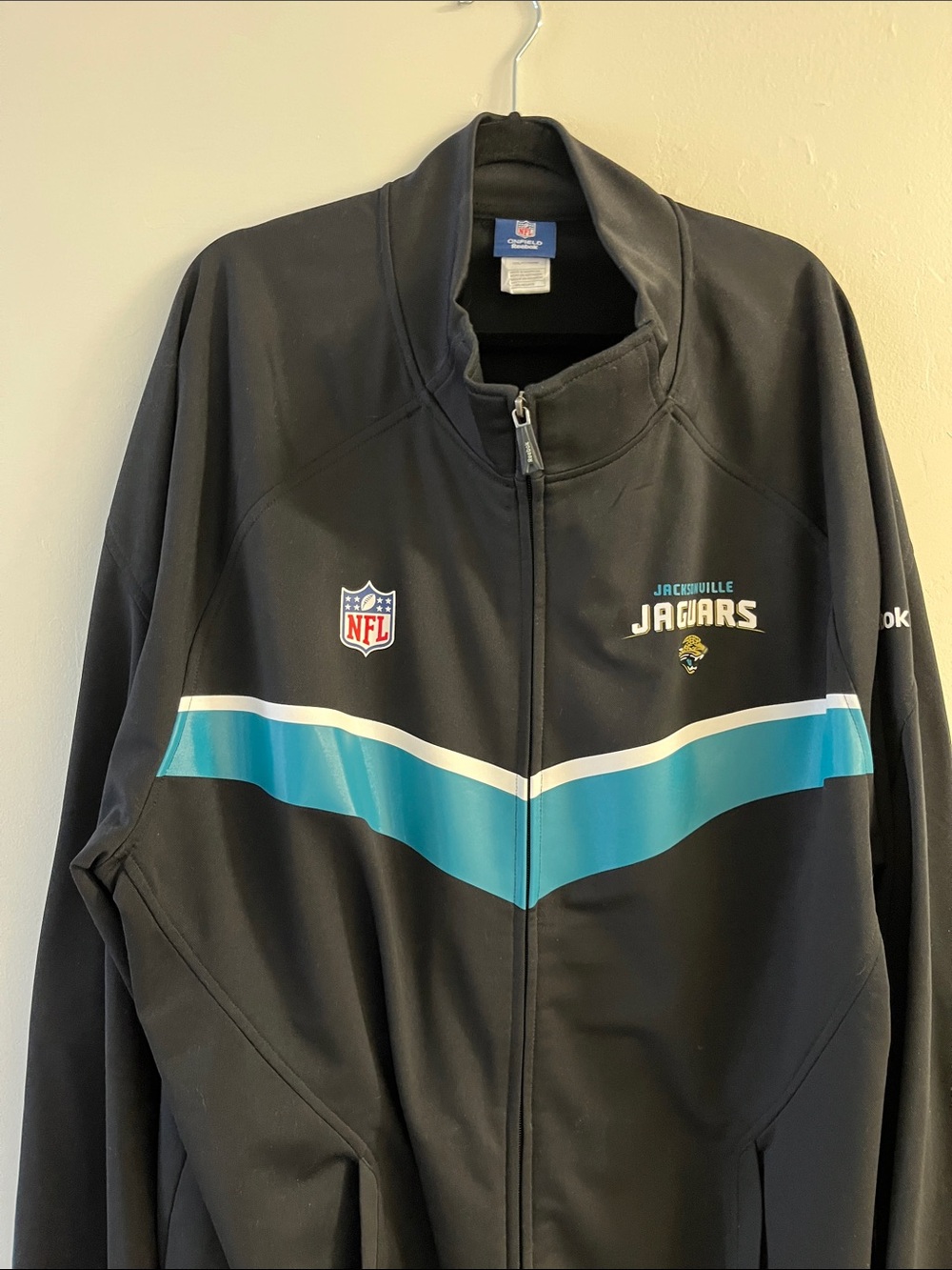 NFL Reebok Jacksonville Jaguar Full Zip Track Black Jacket Size 4XL RN 119208